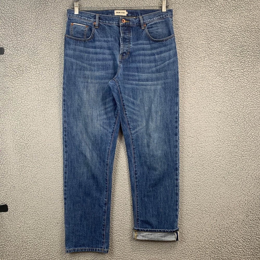 TAYLOR STITCH Selvedge Jeans Men's Blue Wash 33x32 Straight Organic Cotton